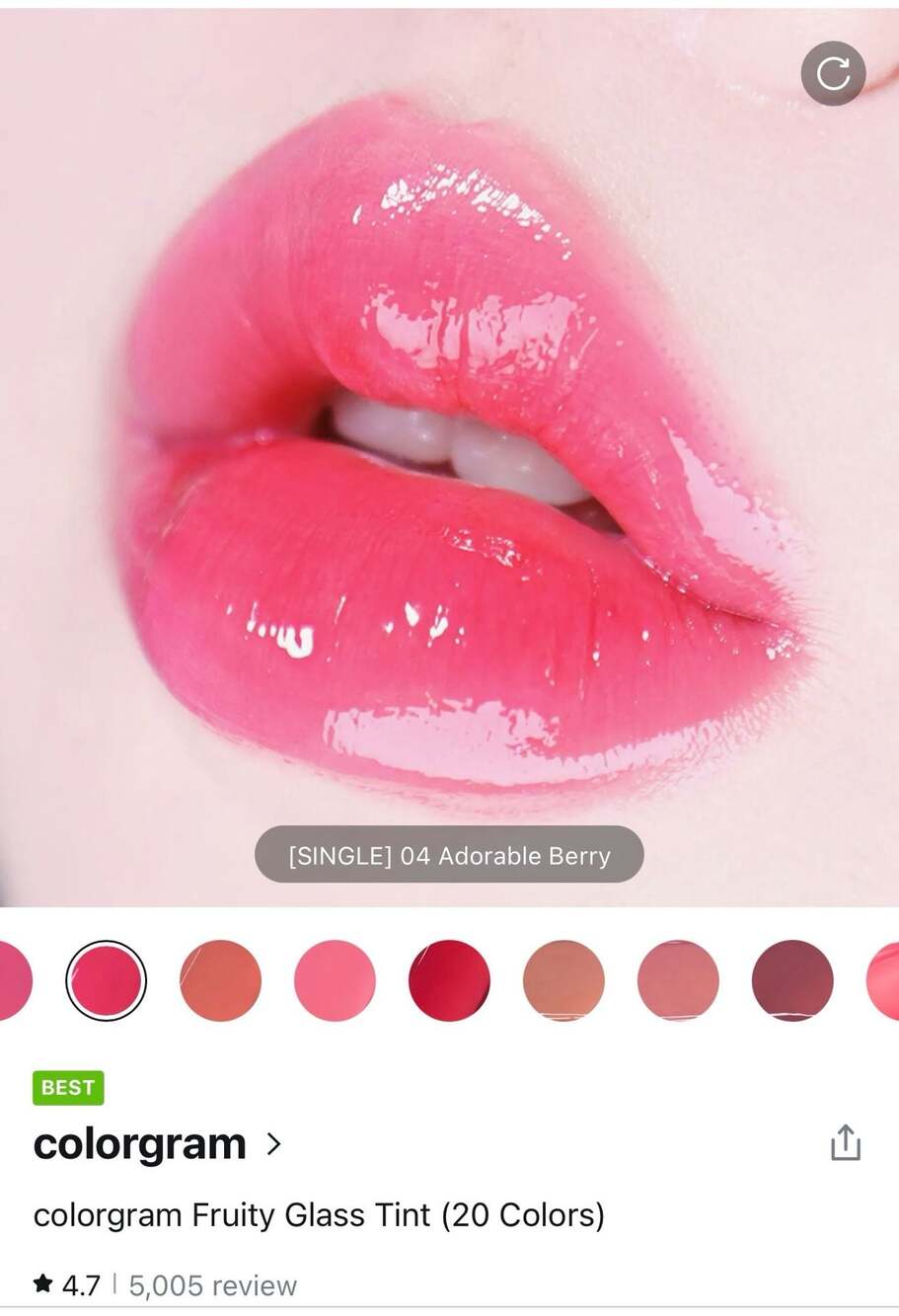 Colorgram Fruity Glass Tint in 04 Adorable Berry